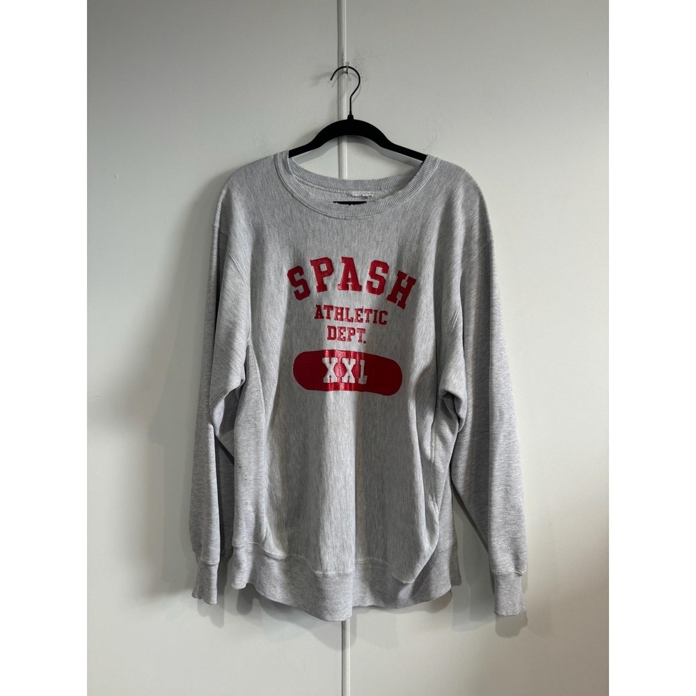 VTG SPASH Athletic Dept Weave Sweatshirt Mens XL Gray Fleece Pullover School